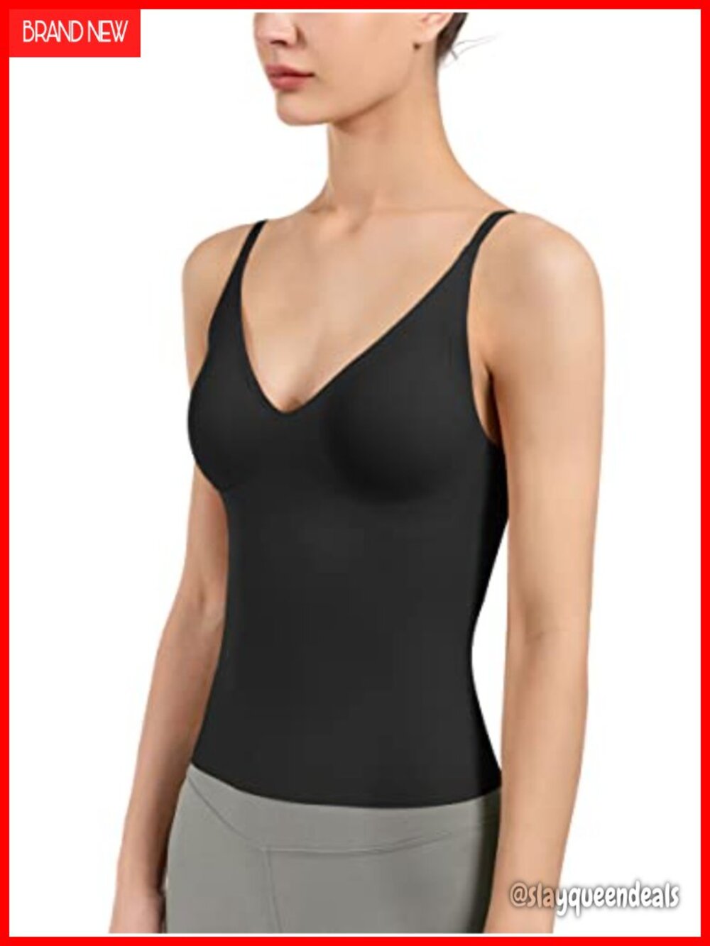 Seamless Camisole with Built in Bra Adjustable Spaghetti Strap Tank Top